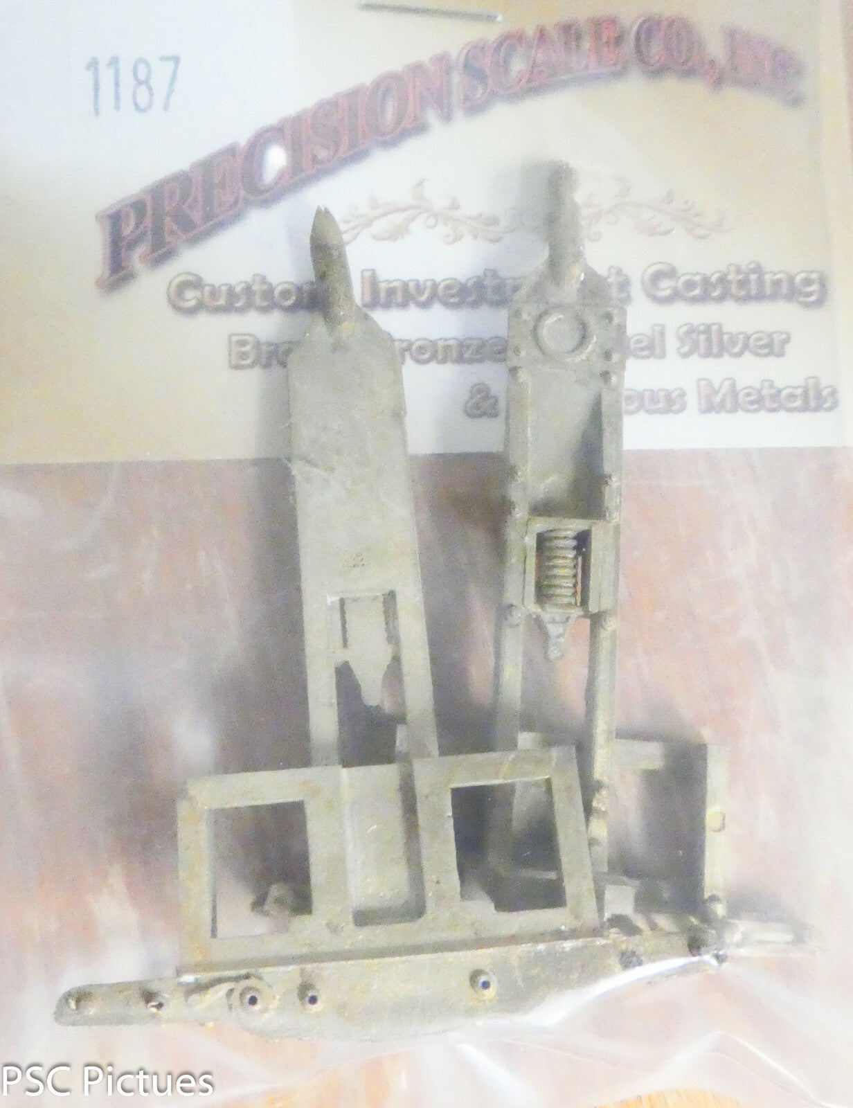 Precision Scale O #1187 Draft Gear W/Carry Iron & End Sill, Pass Car (Brass)