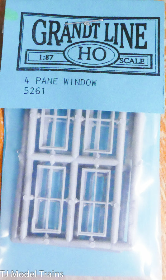 Grandt Line HO #5261 (4 Pane Windows)  (Plastic)