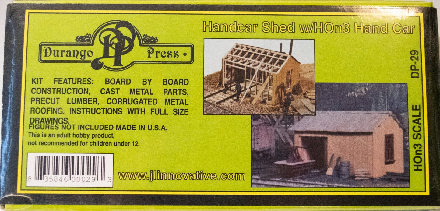 Durango Press HOn3 #29 Handcar Shed w/Car - Kit -- 2 x 3" 5 x 7.7cm