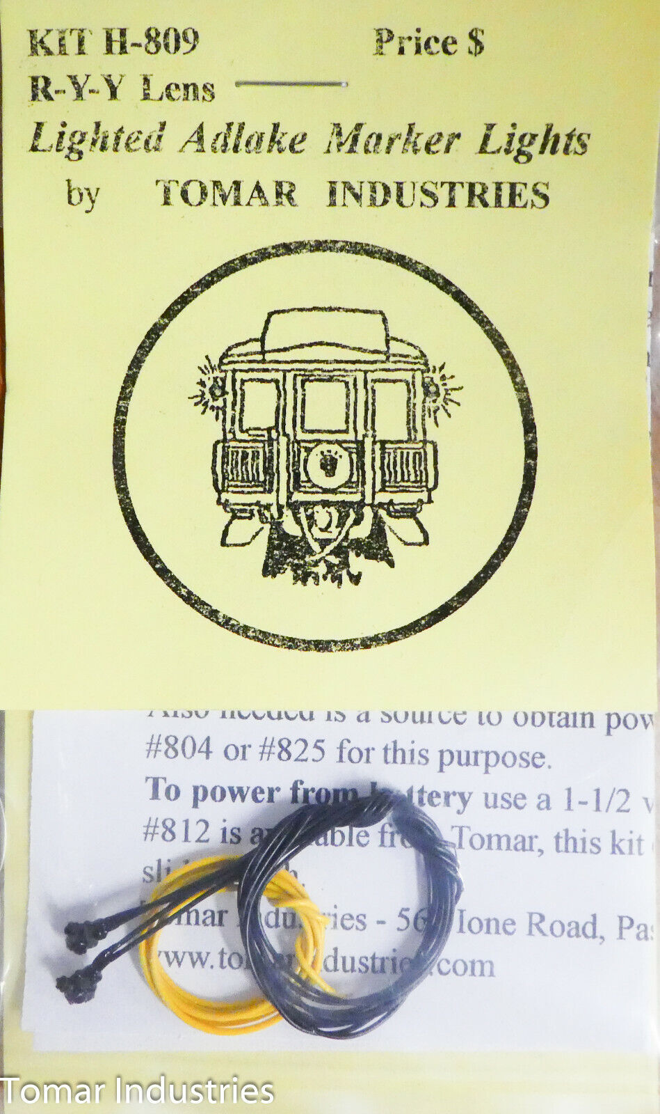 Tomar Industries HO #H-809 (Bulb) R-Y-Y Lens Adlake Marker Lights (Brass Casting
