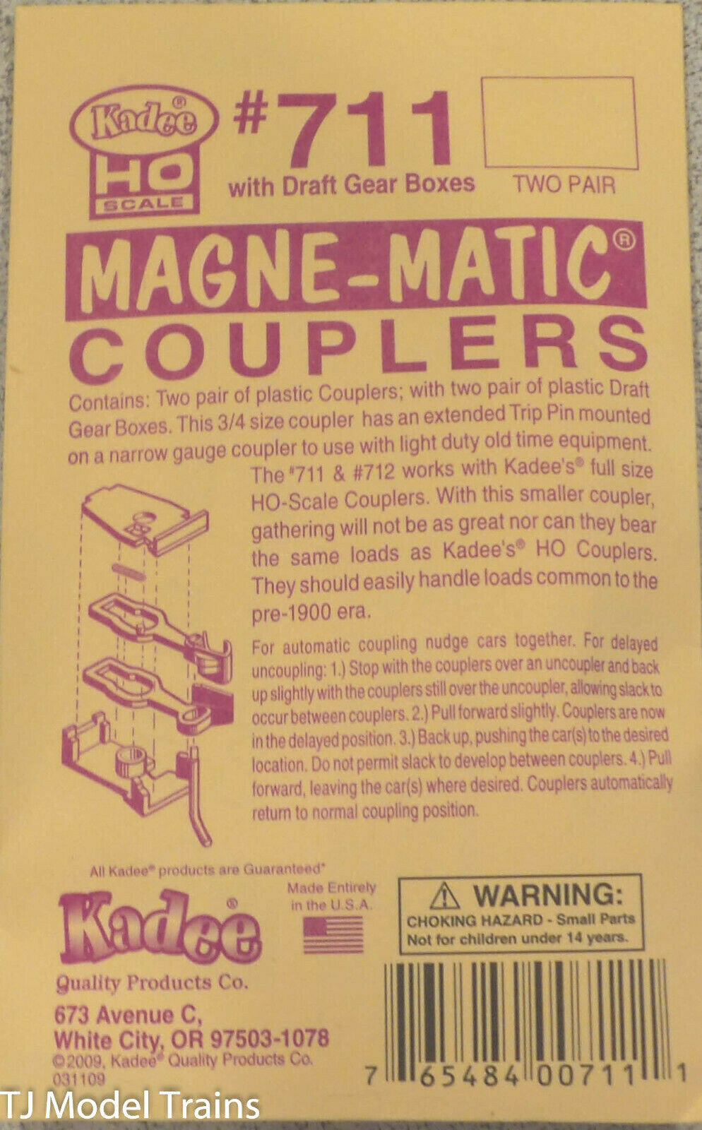 Kadee HO #711 Old-Time Couplers (Two Pair in Package)