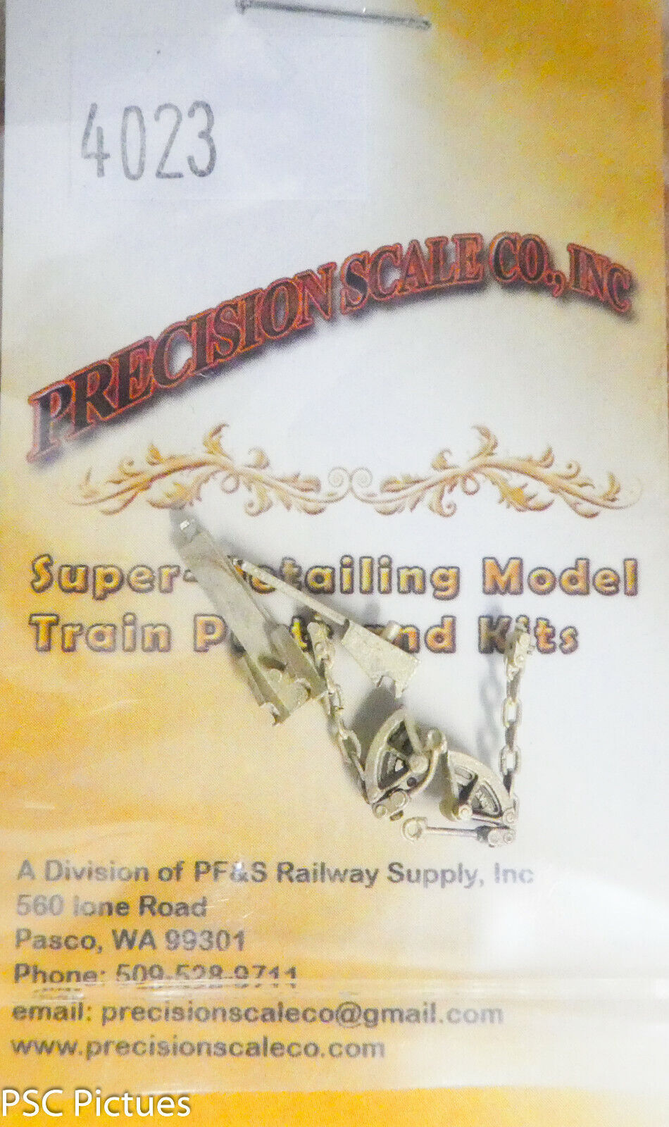 Precision Scale O #4023 Fulcrum, Ajax Brake Rod, w/Chain (Brass Castings)
