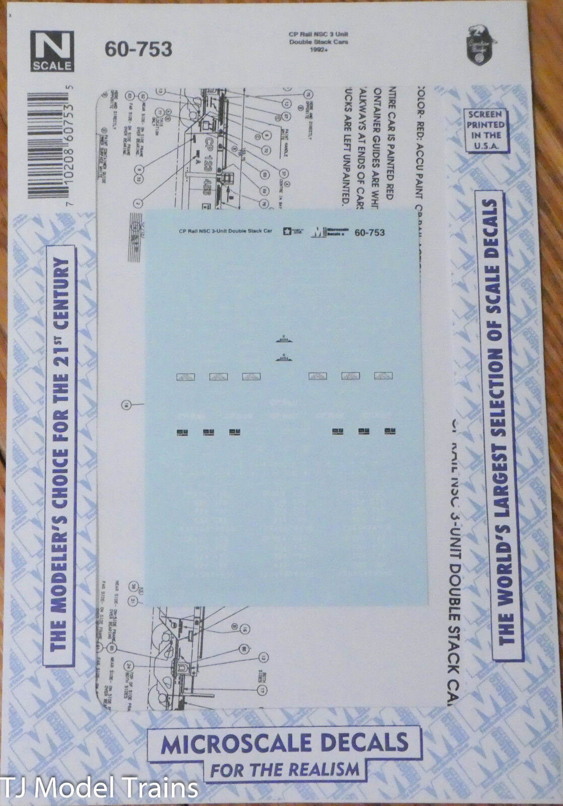 Microscale Decal N 60 753 CP Rail NSC 3 Unit Double Stack Cars 1992 microscale-decal-n-60-753-cp-rail-nsc-3-unit-double-stack-cars-1992