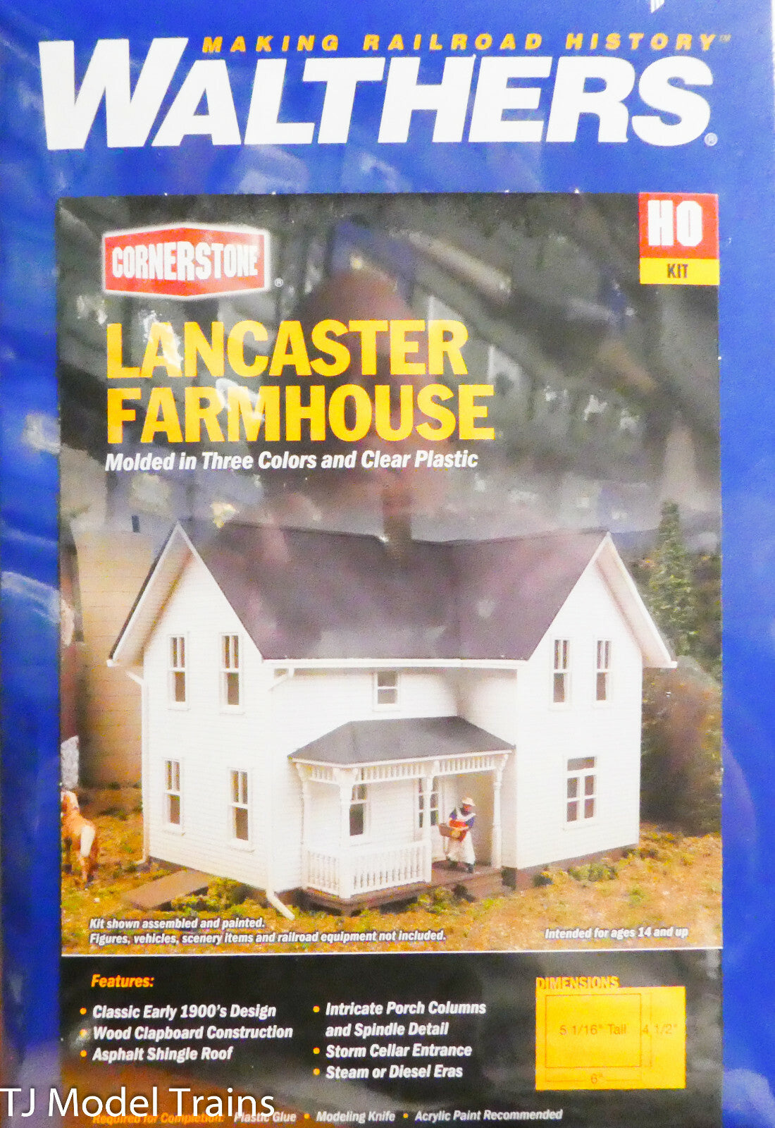Walthers Cornerstone HO #933-3333 Lancaster Farmhouse -- (NEW) 1:87th Scale