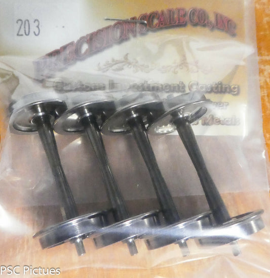 Precision Scale O #203 Wheel Sets, 33" Plated, 1 Side Ins.Tapered Axle Blunt End