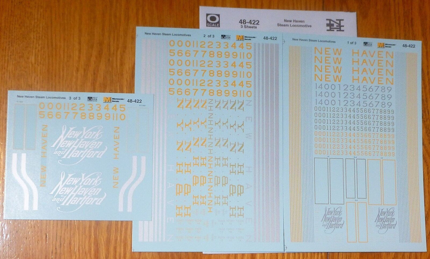 Microscale Decal O #48-422 (3 Sheet) New Haven and Hartford Steam Locomotive