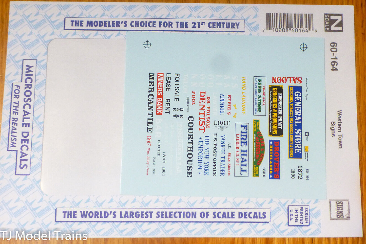 Microscale Decal N #60-164 Western Town Signs (Water Slide Decals)
