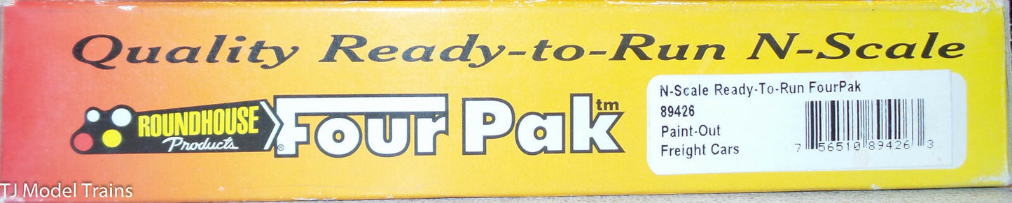 Roundhouse- N-Scale Ready-To-Run 4-Pack/ Paint-Out Freight-Cars #89426