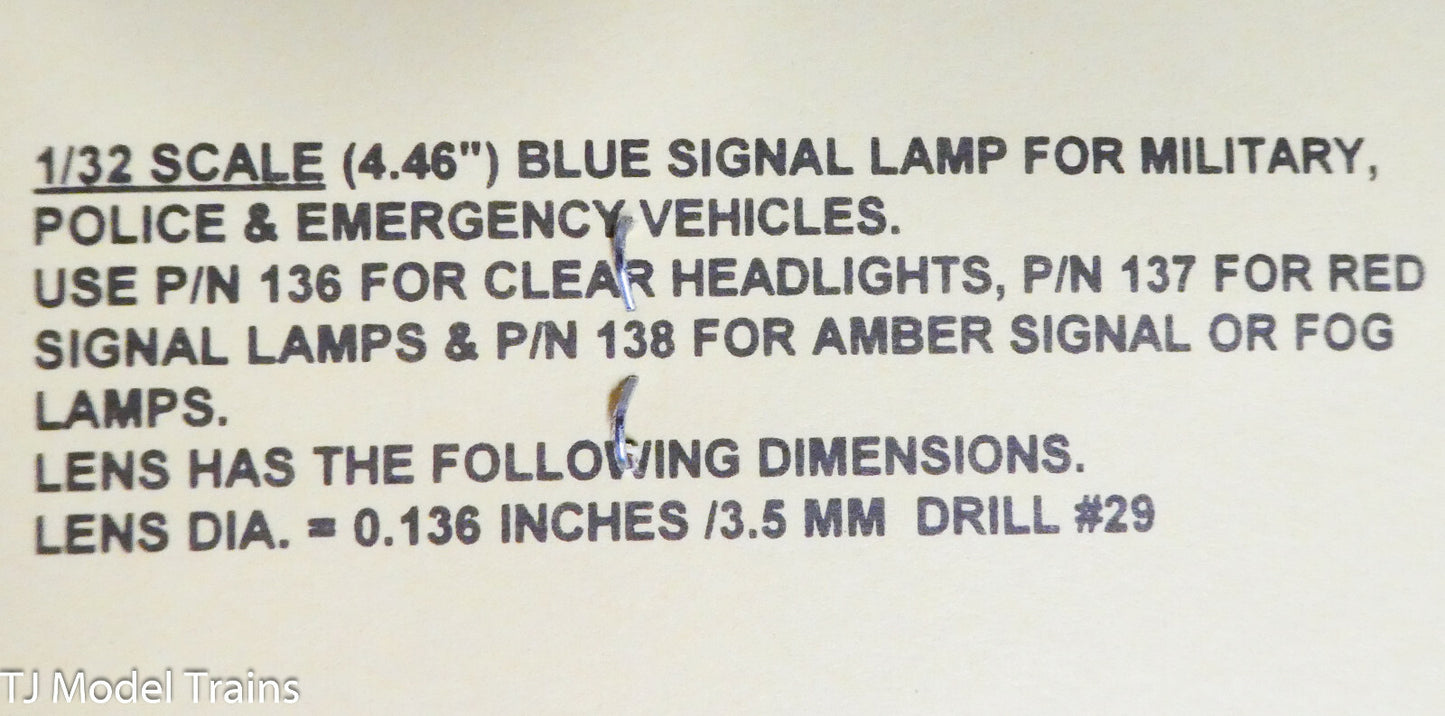M.V. Products Lenses #139 Dia= 0.136"/3.45mm (Blue)