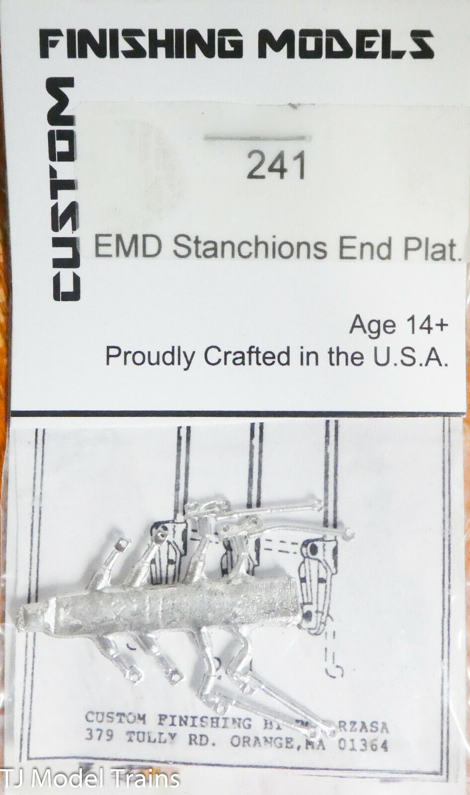 Custom Finishing Models HO #241 EMD Stanchions End Platform (White Metal)