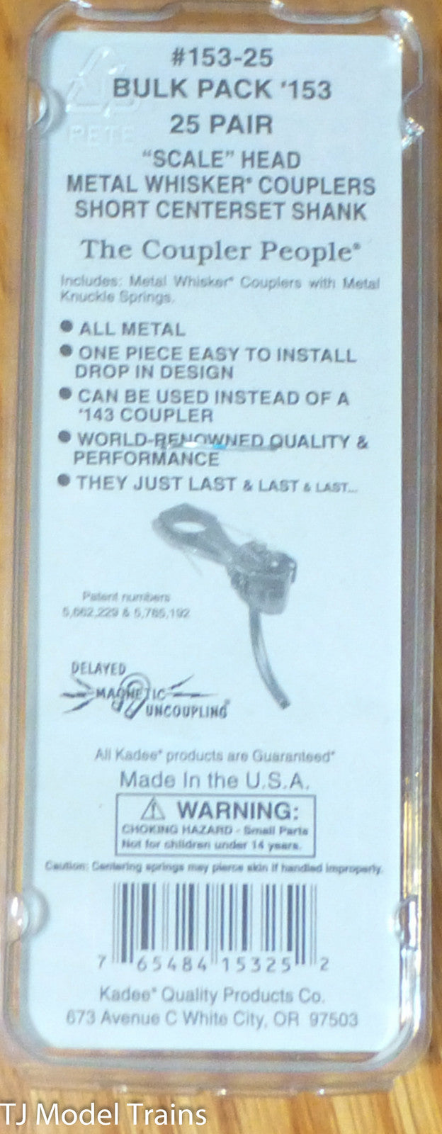 Kadee HO #15325 (153-25) Bulk Pack 153's "Scale" Head Metal Whisker