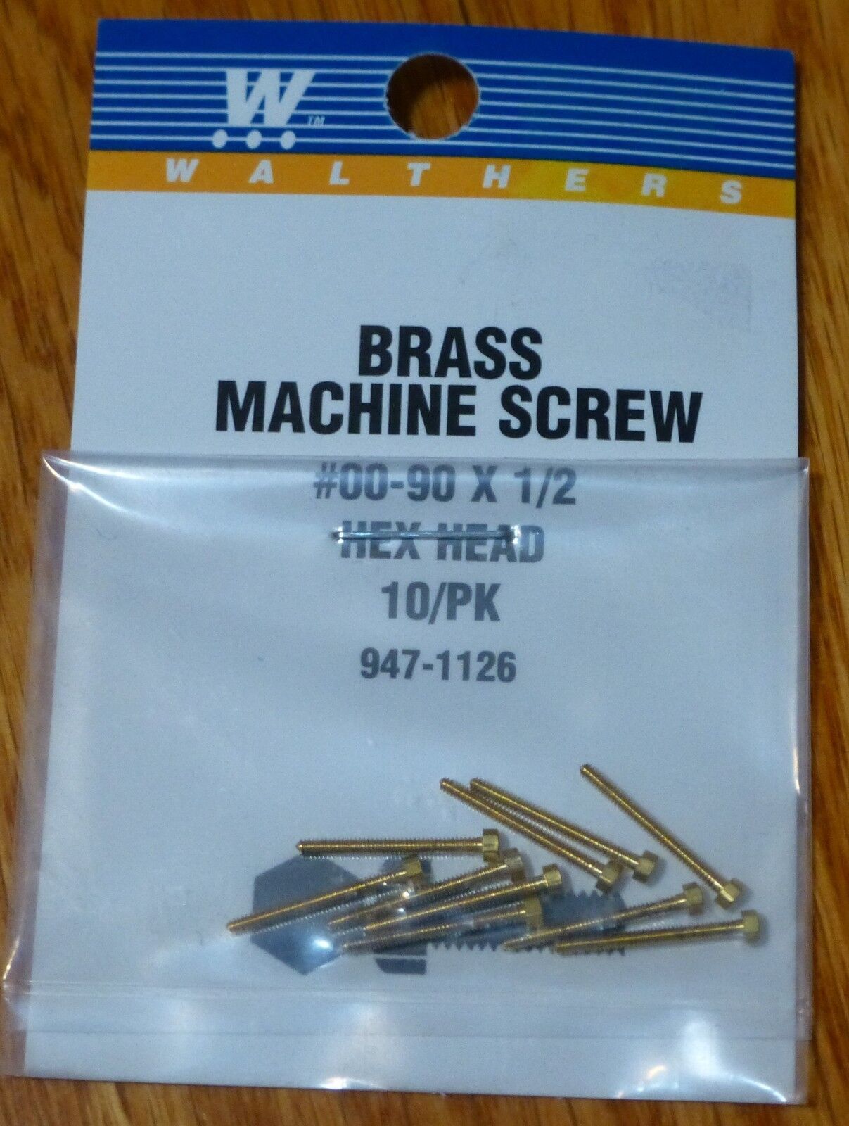 Walthers #947-1126 / 00-90 Brass Hex Head Machine Screws -- 1/2 x .047" 1.27 x .