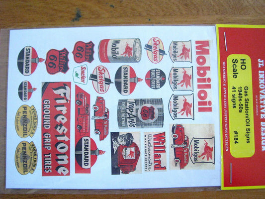 JL Innovative Design HO #184 Gas Staion/Oil Sings 194s-50s (41) Paper Signs
