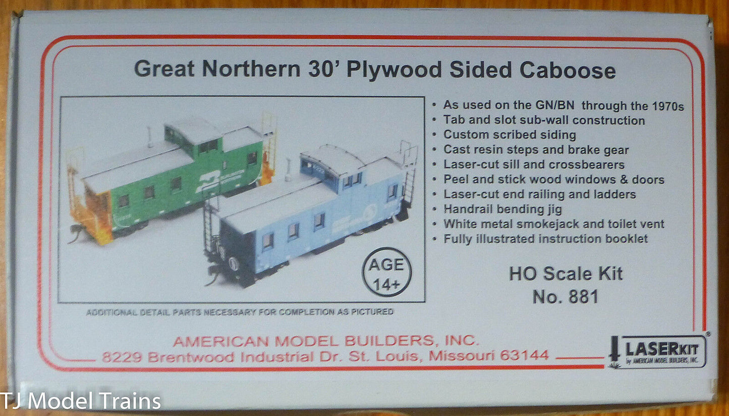 American Model Builders #881 (NEW KIT) 30' Plywood Sided Caboose Kit GN