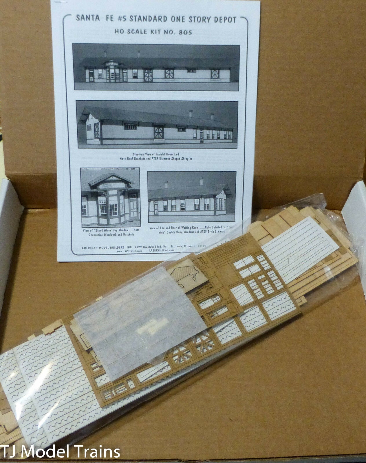 American Model Builders #805 Santa Fe No. 5 Standard One Story Deopt, Kit (HO)