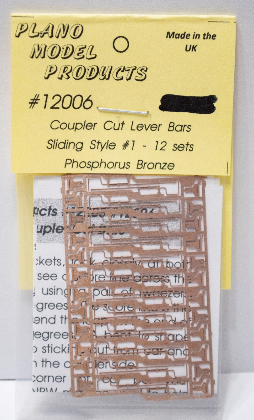 Plano #12006 Coupler Cut Lever Bars Sliding Style #1 (12 sets) Phosphorus Bronze