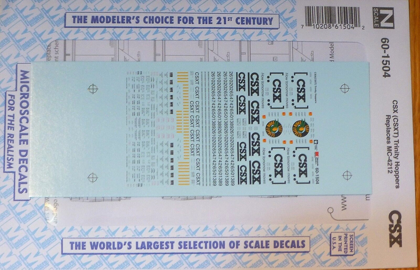 Microscale Decal N #60-1504 CSX (CSXT) Trinity Hoppers Replaces #MC-4212
