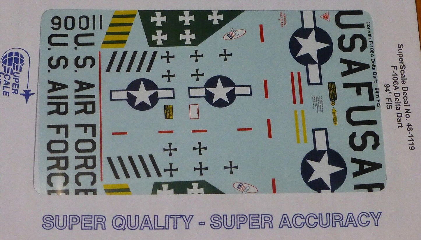 Microscale Decal 1:48 Scale #48-1119 / F-106A Delta Dart, 94th FIS