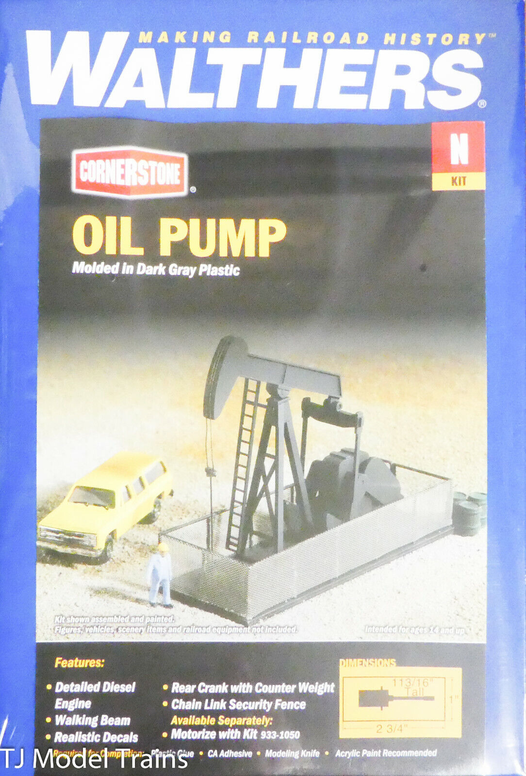 Walthers N #933-3248 Walking Beam/Horse Head Oil Pump -- Kit - 2-3/4 x 1 x 1-13/