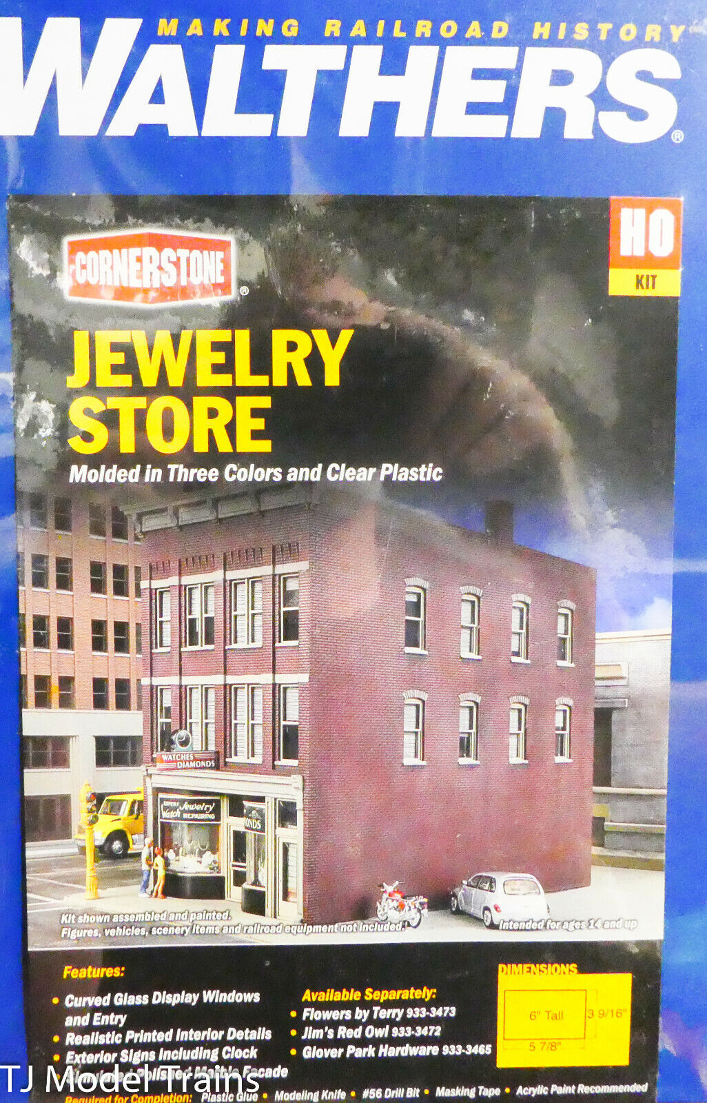 Walthers Cornerstone HO #933-3476 Jewelry Store -- Kit - 3-9/16 x 5-7/8 x 6"