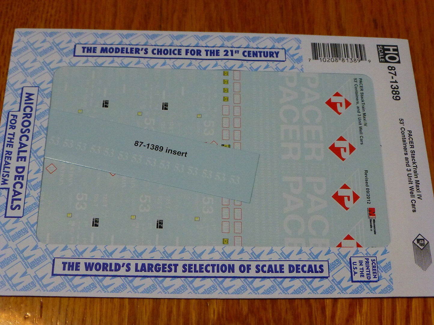 Microscale Decal HO #87-1389 Pacer Stack Train (Decal Set)