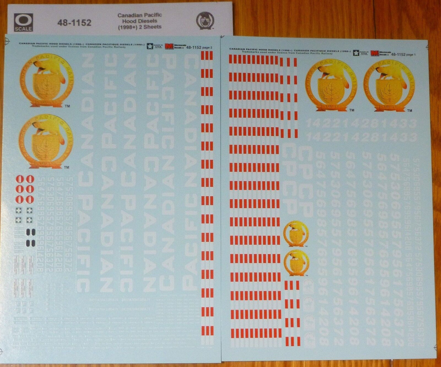 Microscale Decal O #48-1152 Canadian Pacific / Canadian Pacifique Hood Diesels