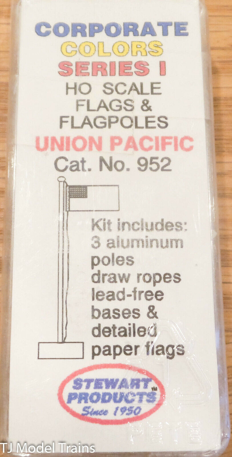 Stewart HO Scale #952 Flag/Pole/Base Kit -- UP Flag (Kit) 1:87th Scale