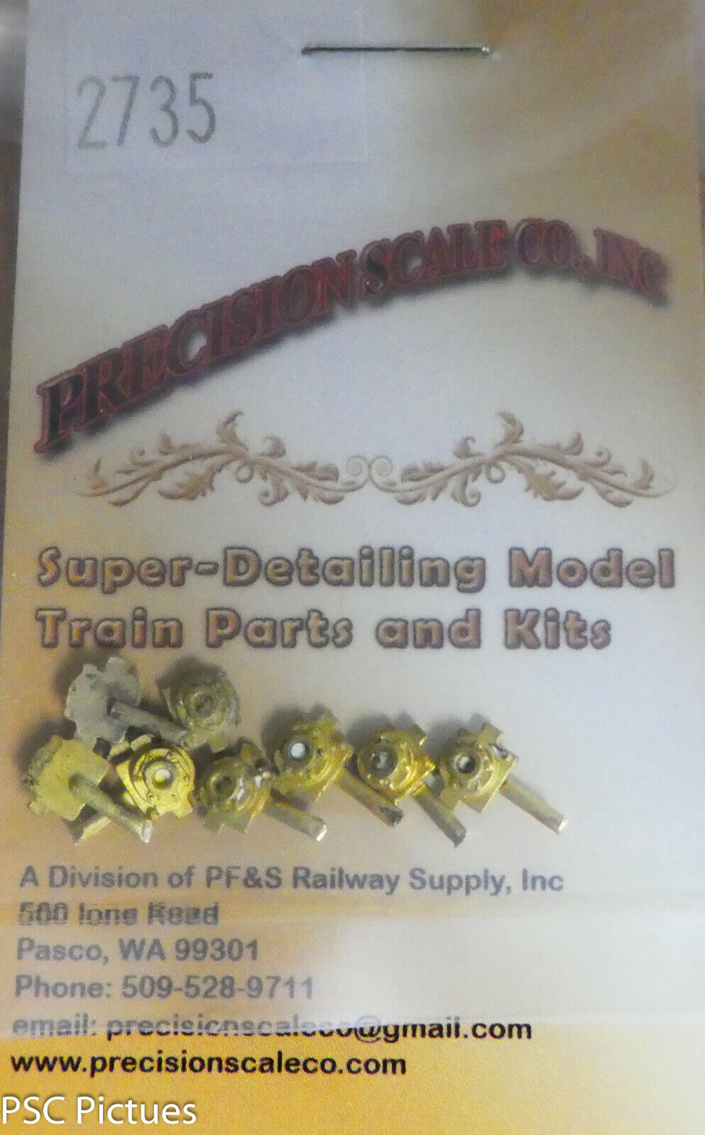 Precision Scale HO #2735 Roller Bearing Journals, Hyatt Style (Brass) 8 in pkg