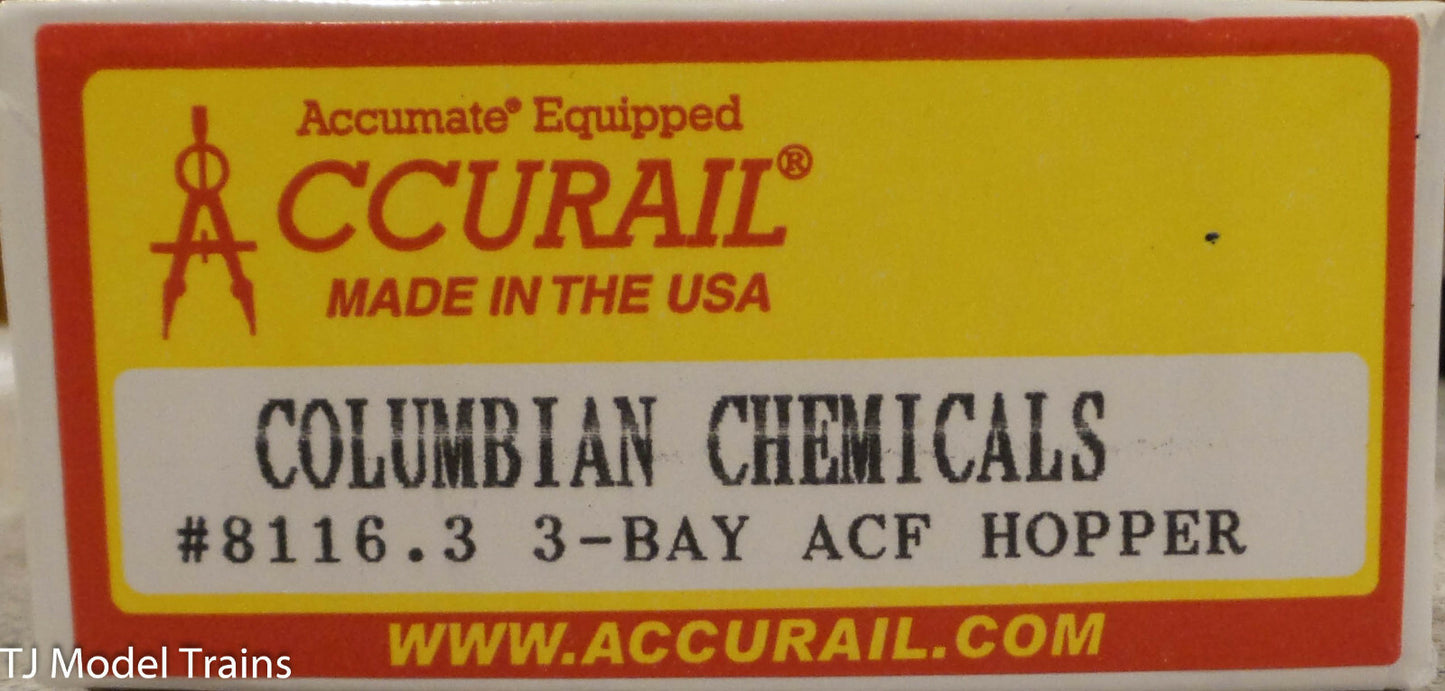 Accurail HO #8116.3 ACF 47' 3-Bay Hopper Colubian Chemicals Co.