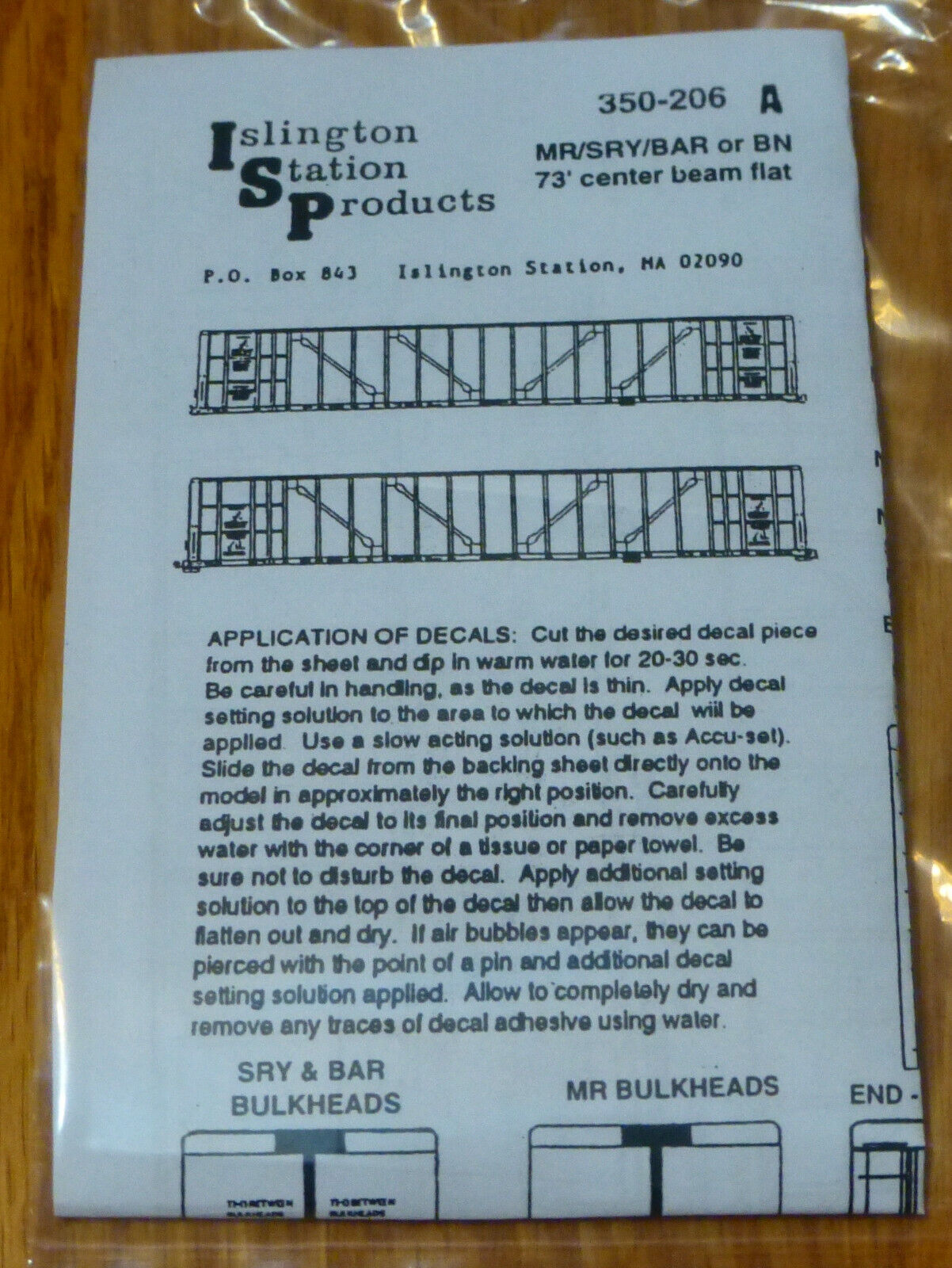 Islington Station Products HO #350-206A MR/SRY/BAR or BN 73' Center Beam Flat