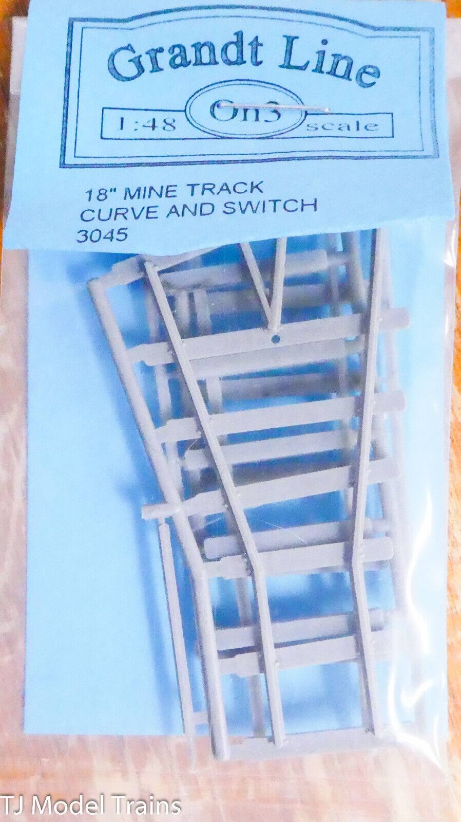 Grandt Line On3 #3045 (18" Mine Track Curve & Switch) (Plastic Parts)