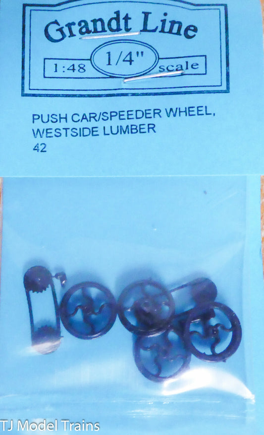 Grandt Line O #42 ( Push Car/Speeder Wheels, Westside Lumber ) Plastic Parts