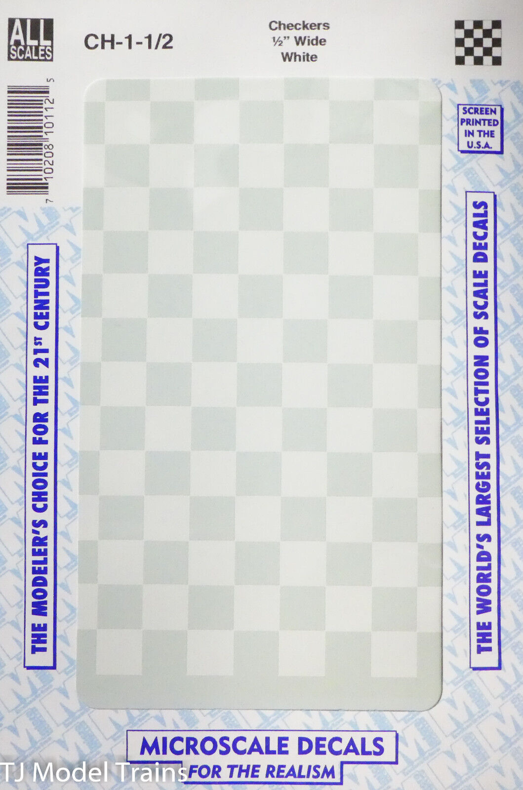 Microscale Decal #CH-1-1/2 Checkers (1/2" Wide White) Decal Sheet