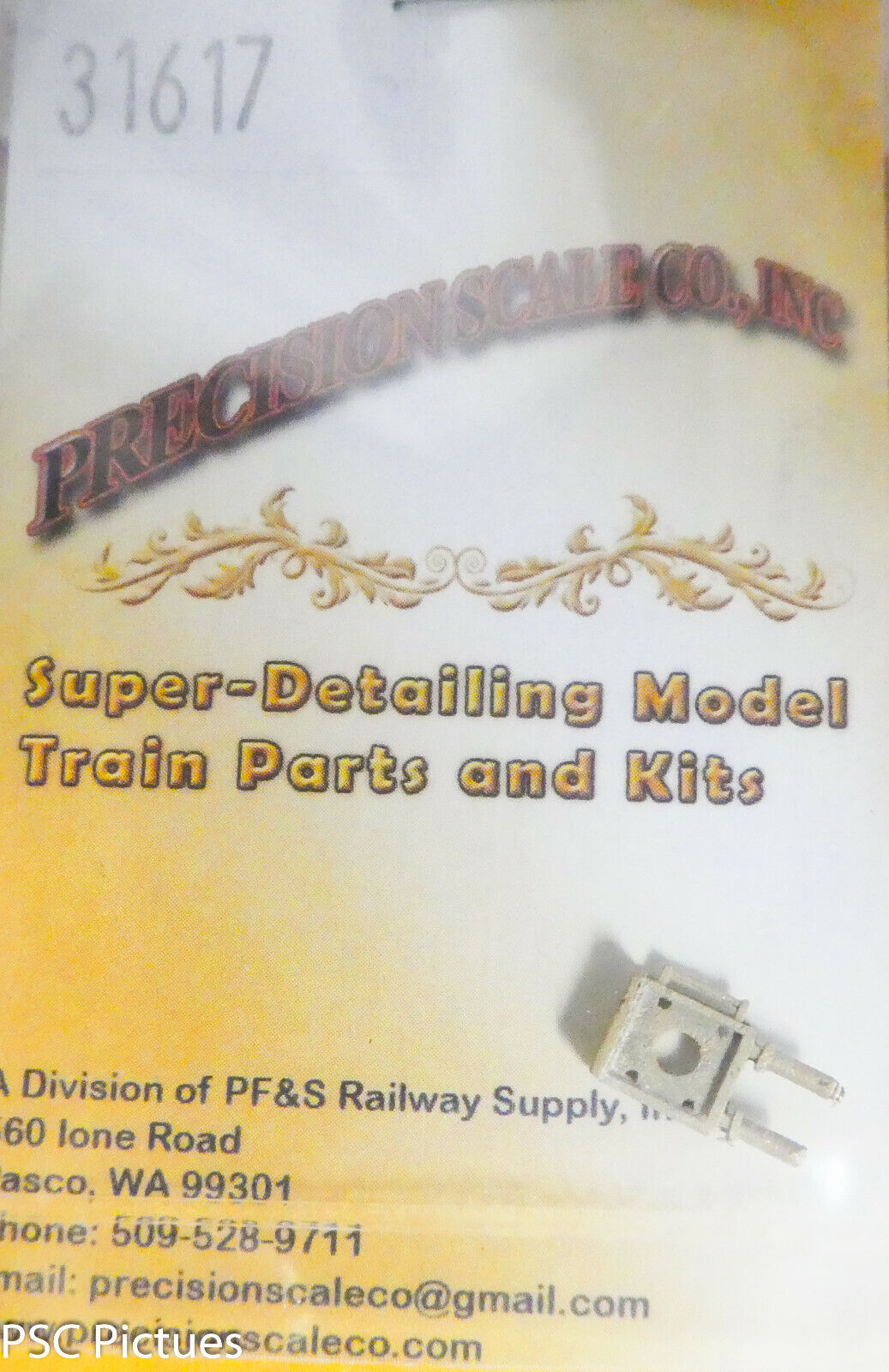 Precision Scale HO #31617 Bracket, Headlight, w/Number Board, 1 Grab Iron (Brass