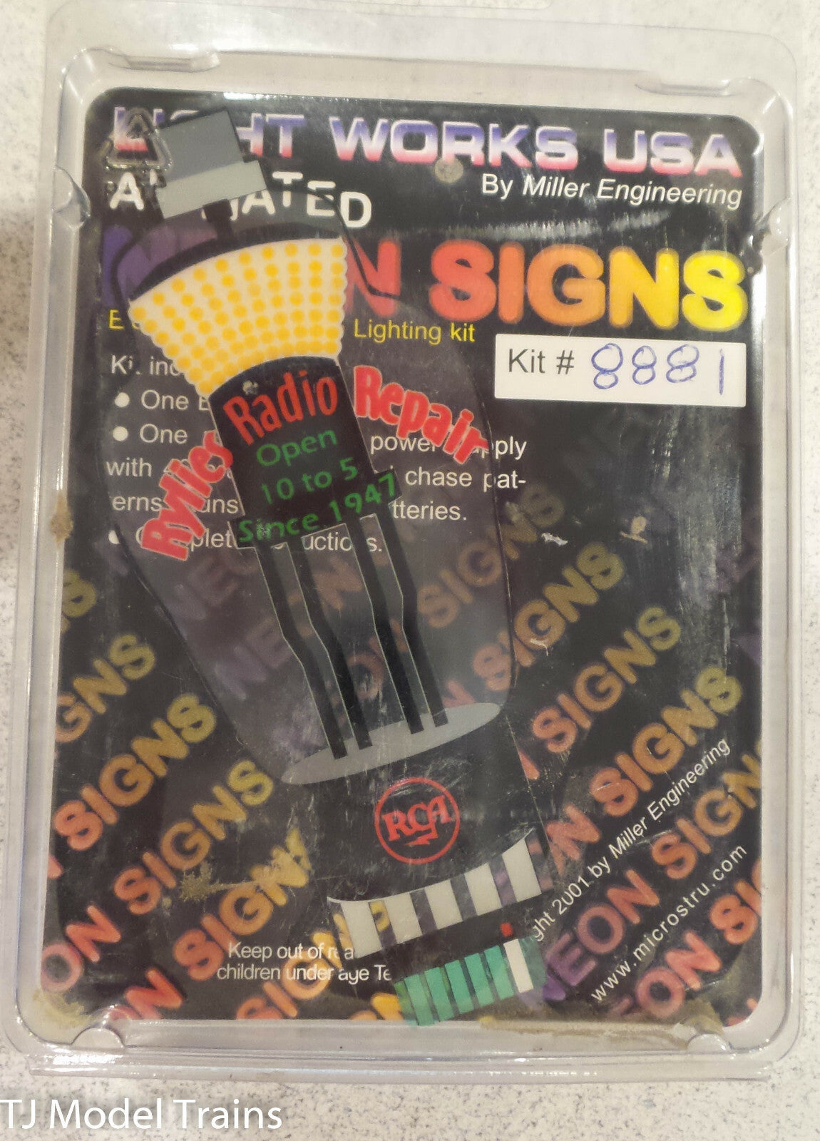 Micro Structures #502-8881 Rylies Radio Repair Animated Neon Billboard