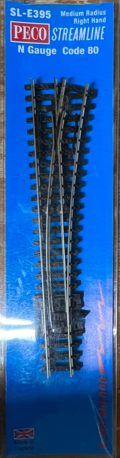 Peco #SL-E395 Code 80, Med Radius Right Hand Turnout Electrofrog