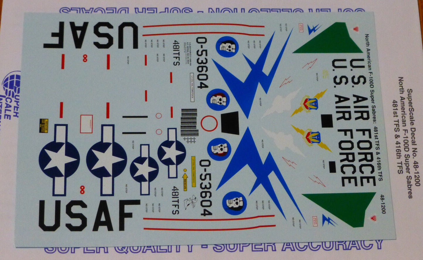 Microscale Decal #MS48-1200 North American F-100D Super Sabres: 481st TFS