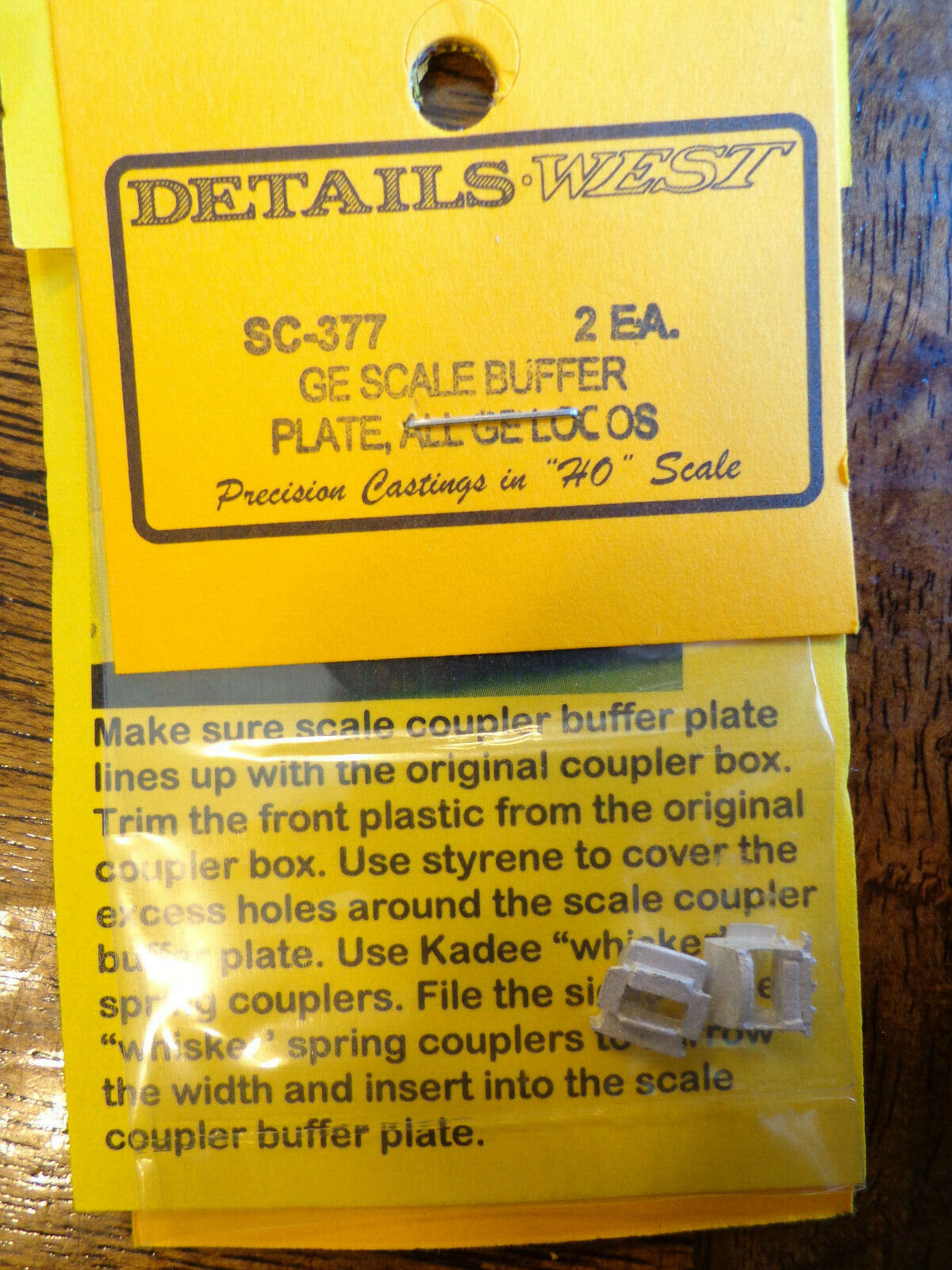 Details West HO #377 Scale Coupler Buffer Plate -- For General Electric Diesels