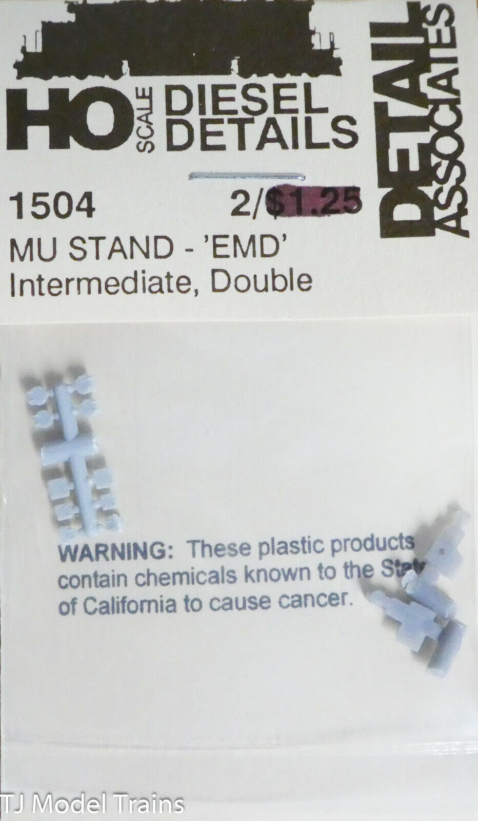 Detail Associates HO #1504 MU Stands- Intermediate GP/SD - Double(Plastic Parts)