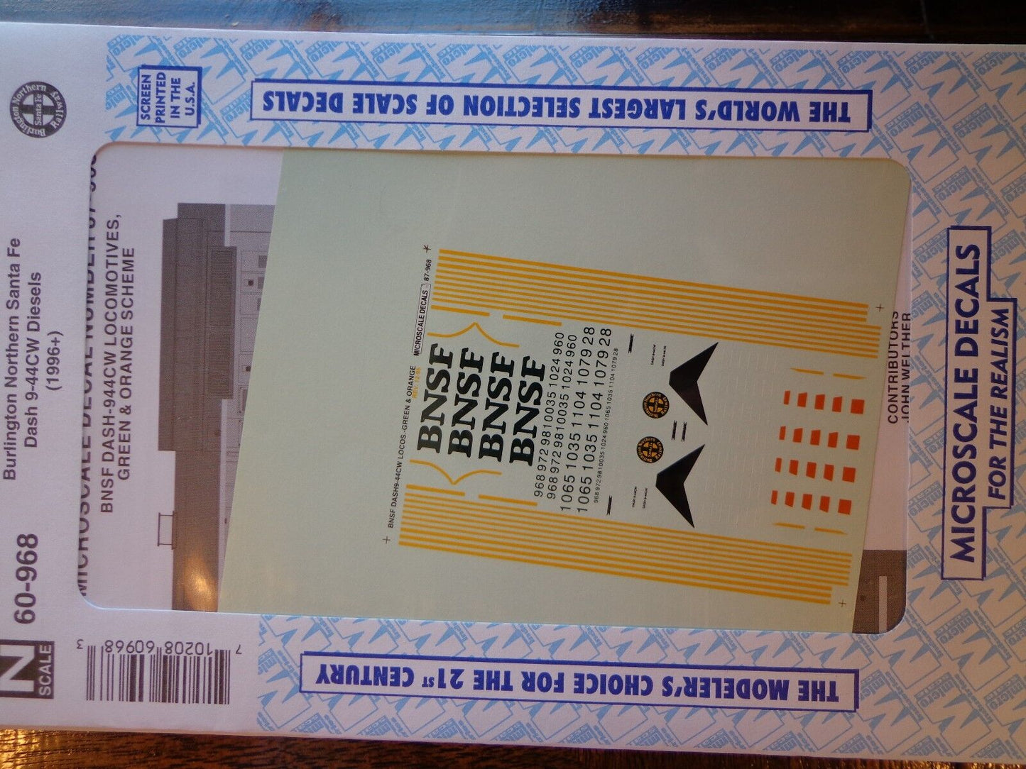 Microscale Decal N #60-968 Burlington Northern Santa Fe Dash 9-44CW Diesels 960