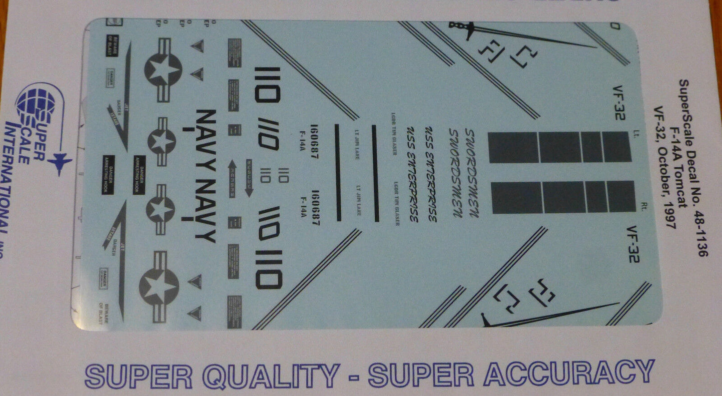 Microscale Decal #MS48-1136 F-14A Tomcat: VF-32, October, 1997