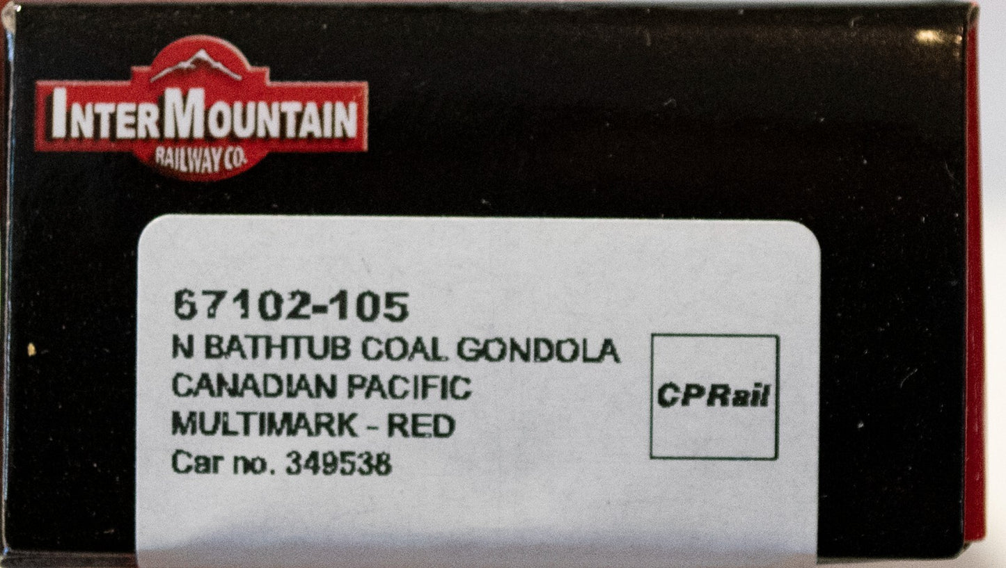 InterMountian N #67102-105 Bathtub Coal Gondola - Ready to Run -- Canadian Pacif
