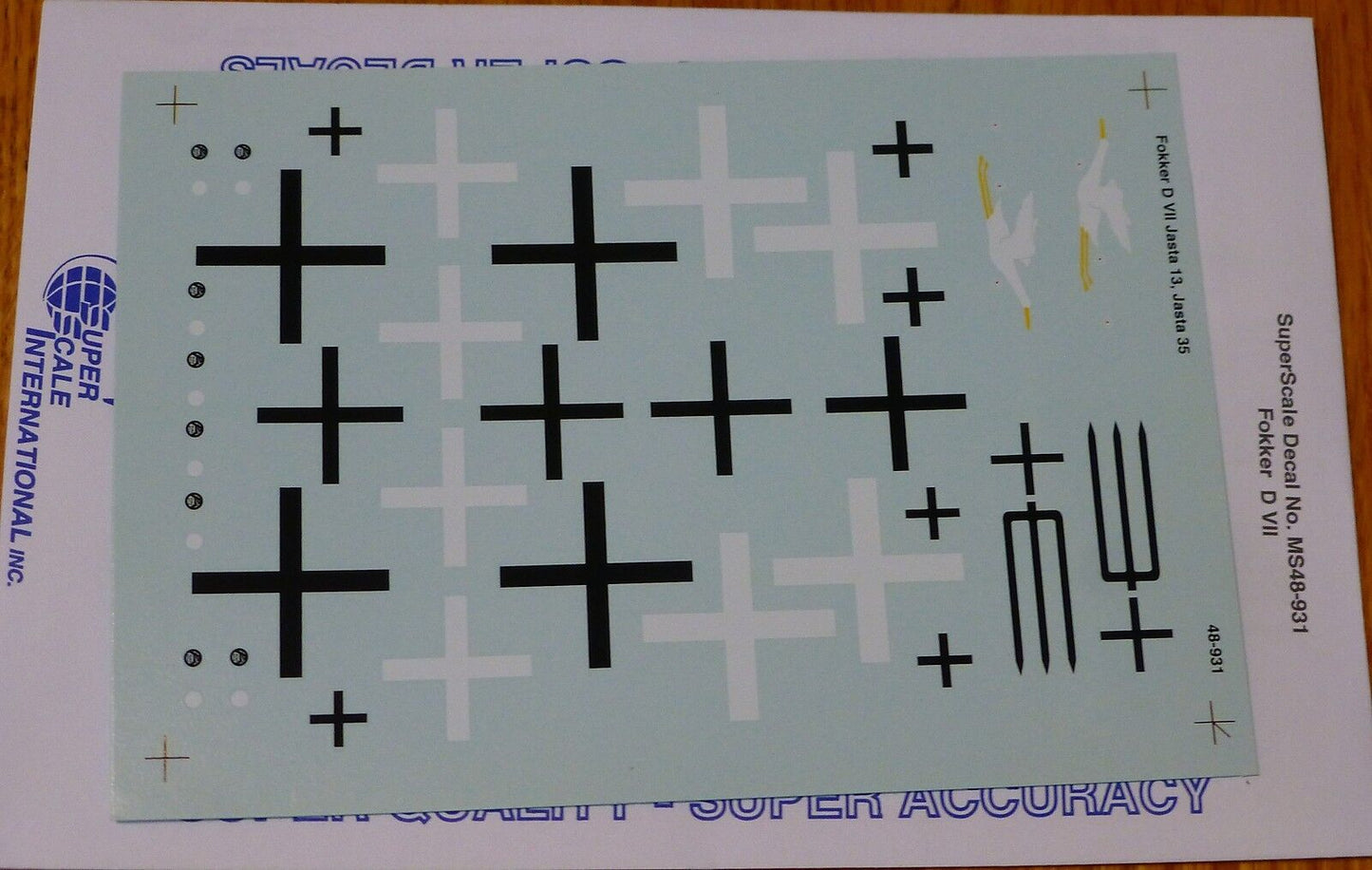 Microscale Decal 1:48 Scale #MS48-931 Fokker D VII Jasta 13, Jasta 35