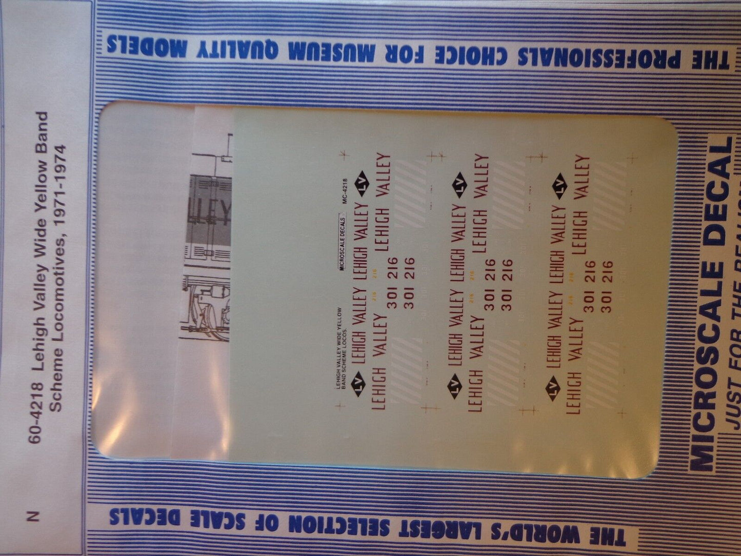 Microscale Decal N #60-4218 Lehigh Valley (LV) Diesel - Wide Yellow Band Dates: