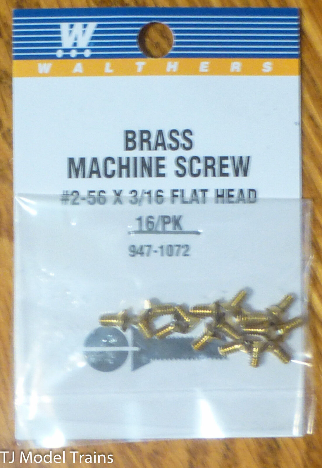 Walthers #947-1072 Brass Machine Screw (12 in pkg) #2-56 x 3/16 Flat Head