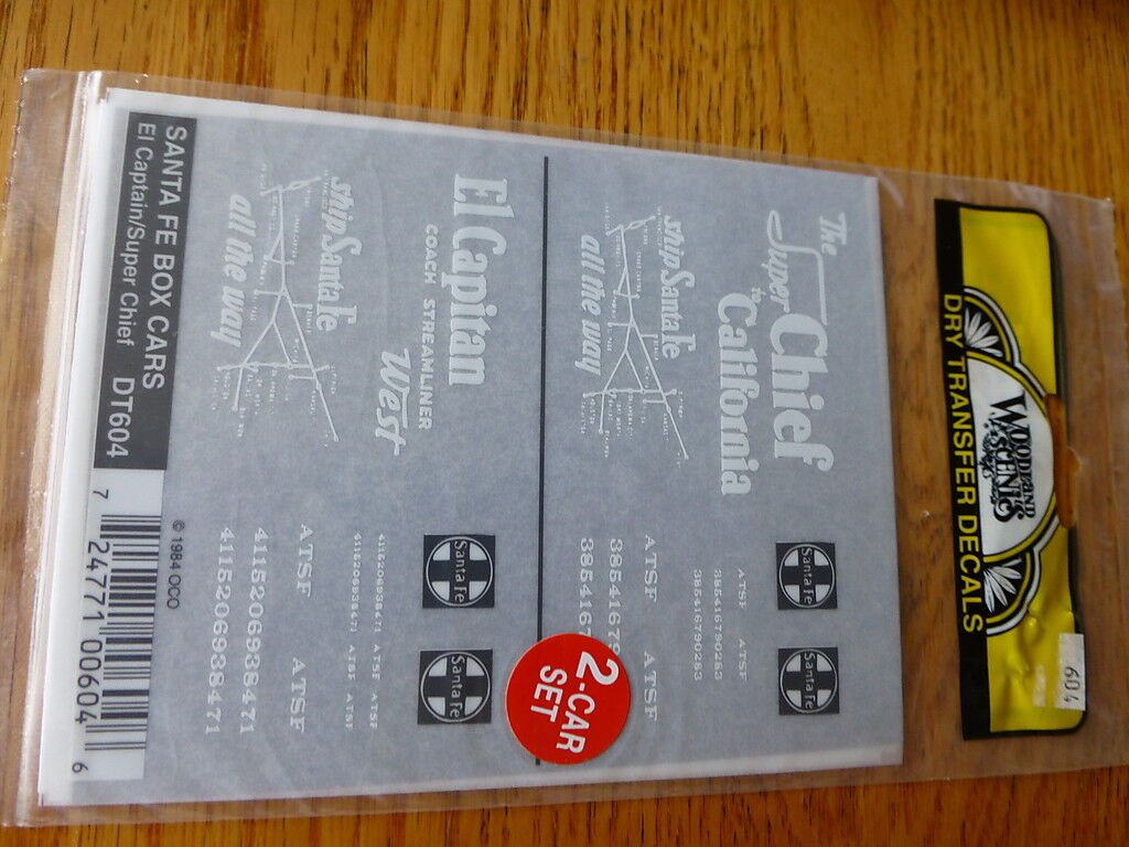 Woodland Scenics Dry Transfer Decals #DT604 Santa Fe Box Cars El Captain/Super
