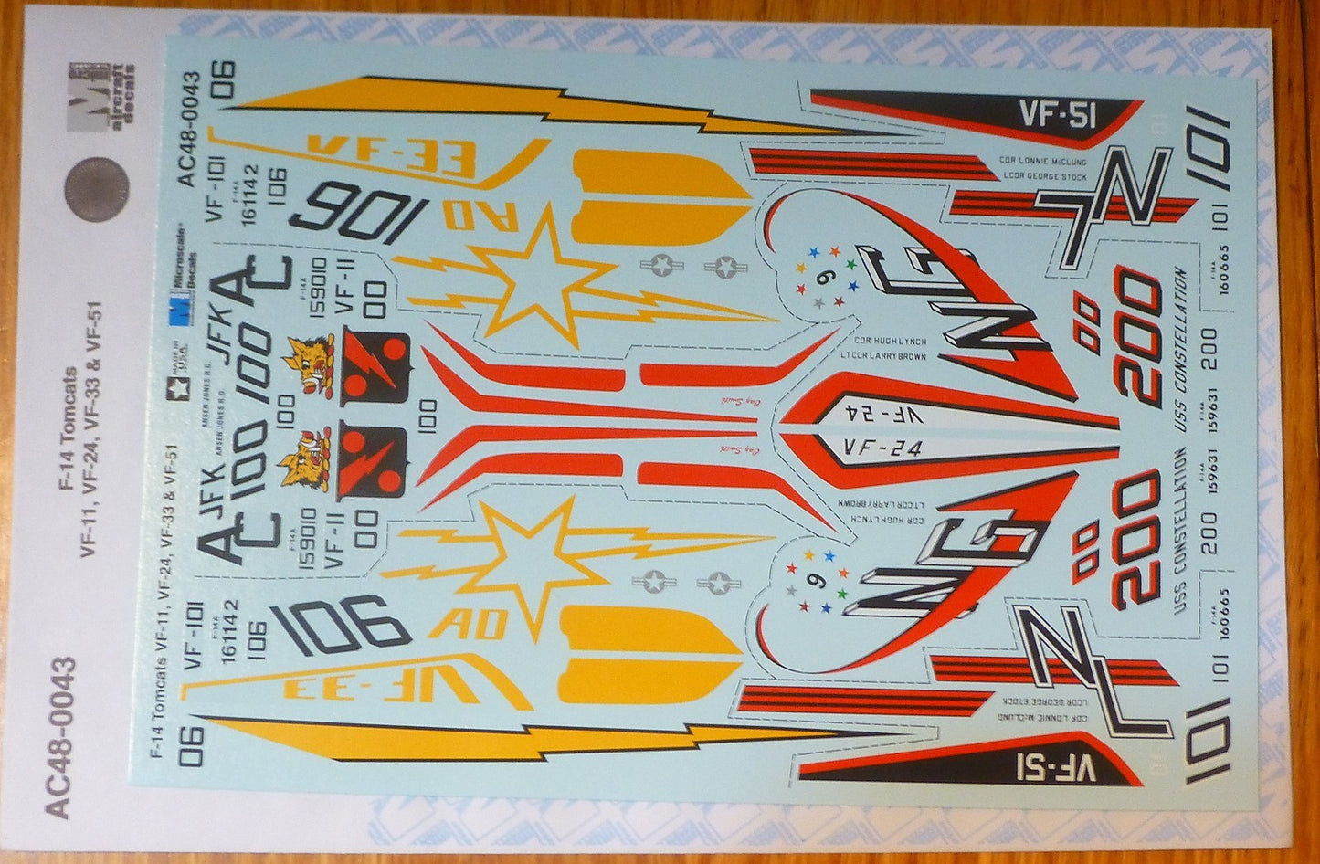 Microscale Decal O #AC48-0043 / F-14 Tomcats VF-11, VF-24, VF-33 & VF-51