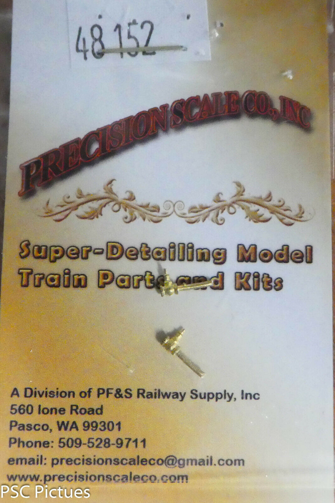 Precision Scale HO #48152 Valve, Globe for Water Inlet Pipe,(Core Size .032th