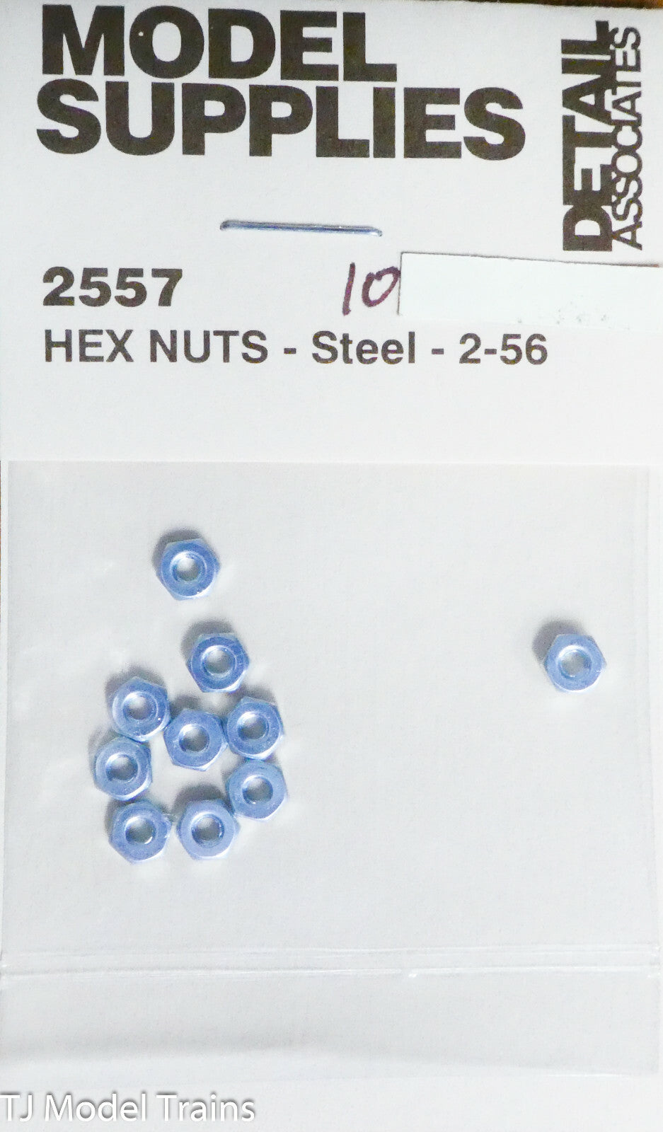 Detail Associates #2557 Hex Nuts - Steel - 2-56 (10pcs)