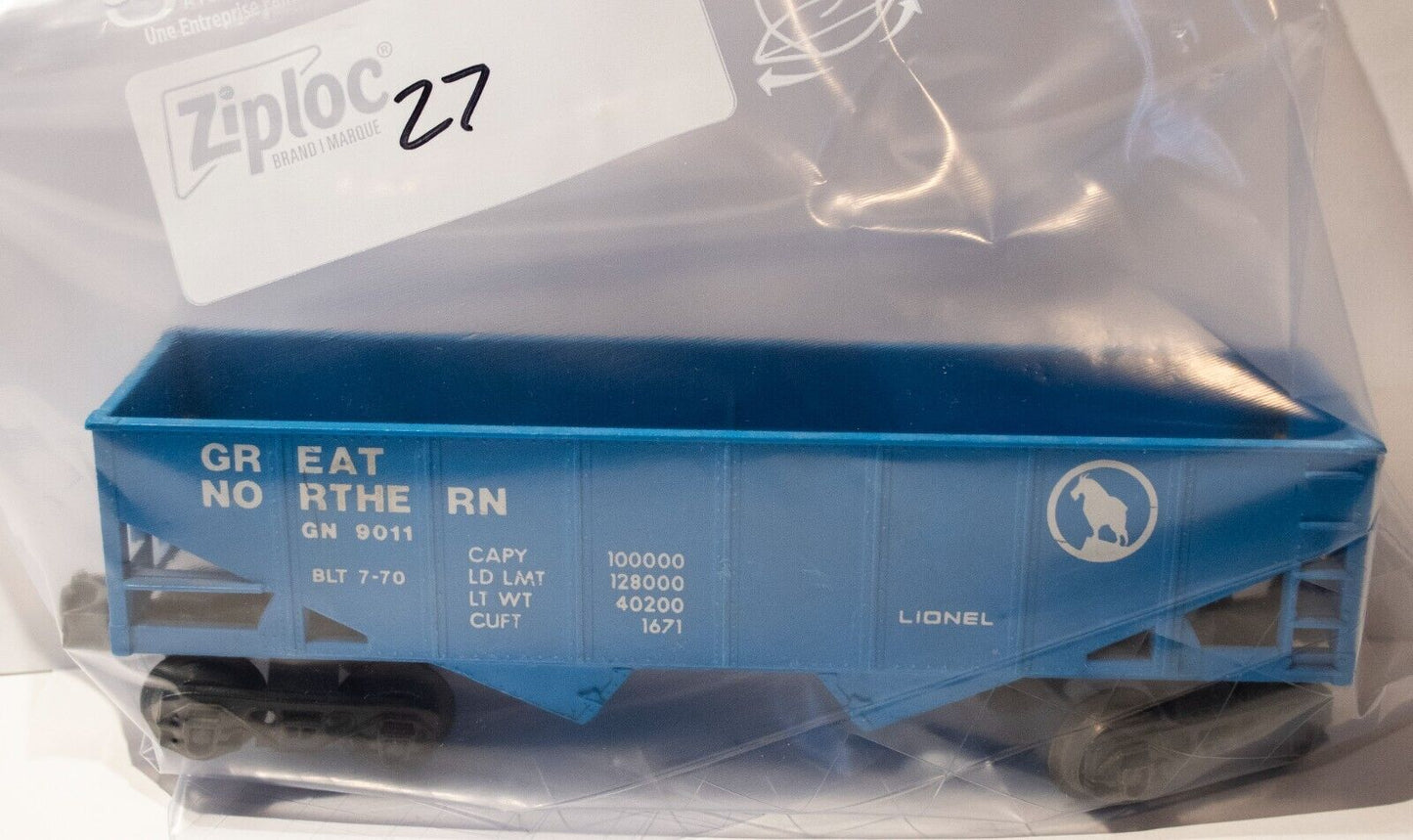 Lionel (#27 No Box) O Scale Great Northern 2 Bay Hopper Car